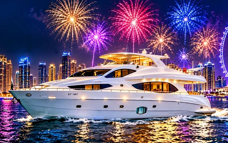 100 ft shared yacht tour in Dubai on New Year's Eve