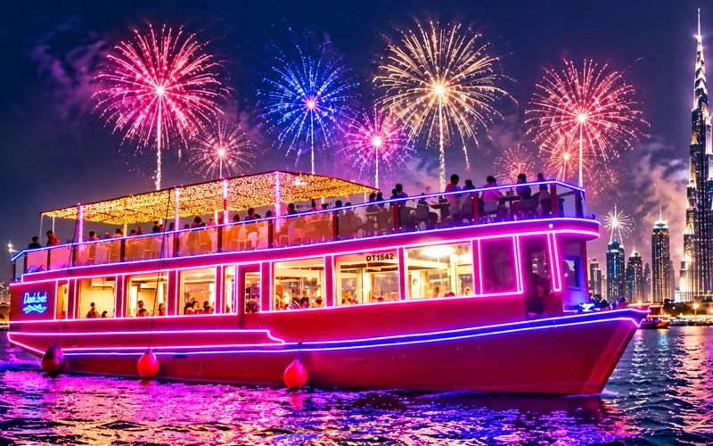 Dubai Creek dinner cruise on New Year's Eve with fireworks views