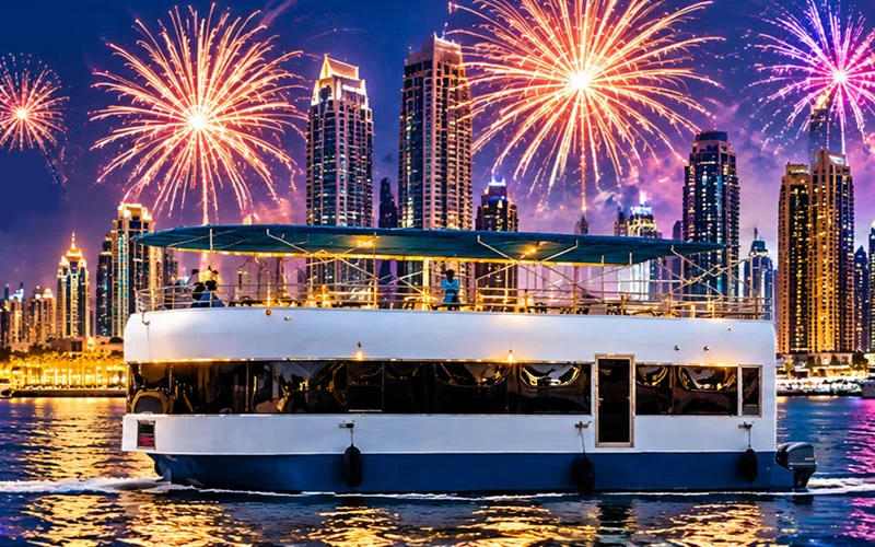 Mercury 55 ft houseboat in Dubai Marina for New Year's Eve