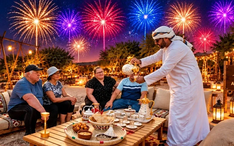 New Year desert safari celebration at Al Marmoom, Dubai